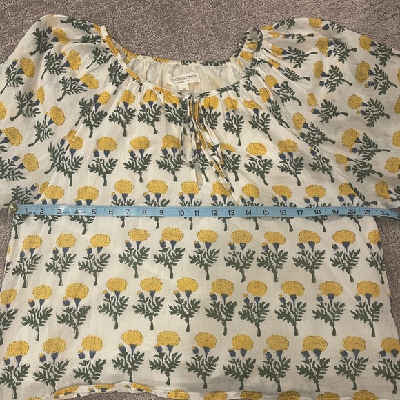 Emerson Fry Lucy White & Yellow Floral Blouse, Bracelet Length Sleeves, Sz. S - Picture 8 of 16